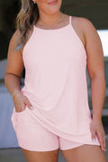 Made Me Blush Plus Size Two Piece Activewear Set