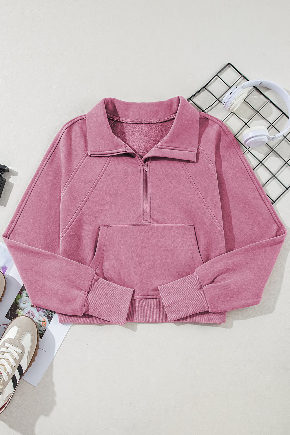 Active Era Rose Pink Collar Half Zip Up Pullover
