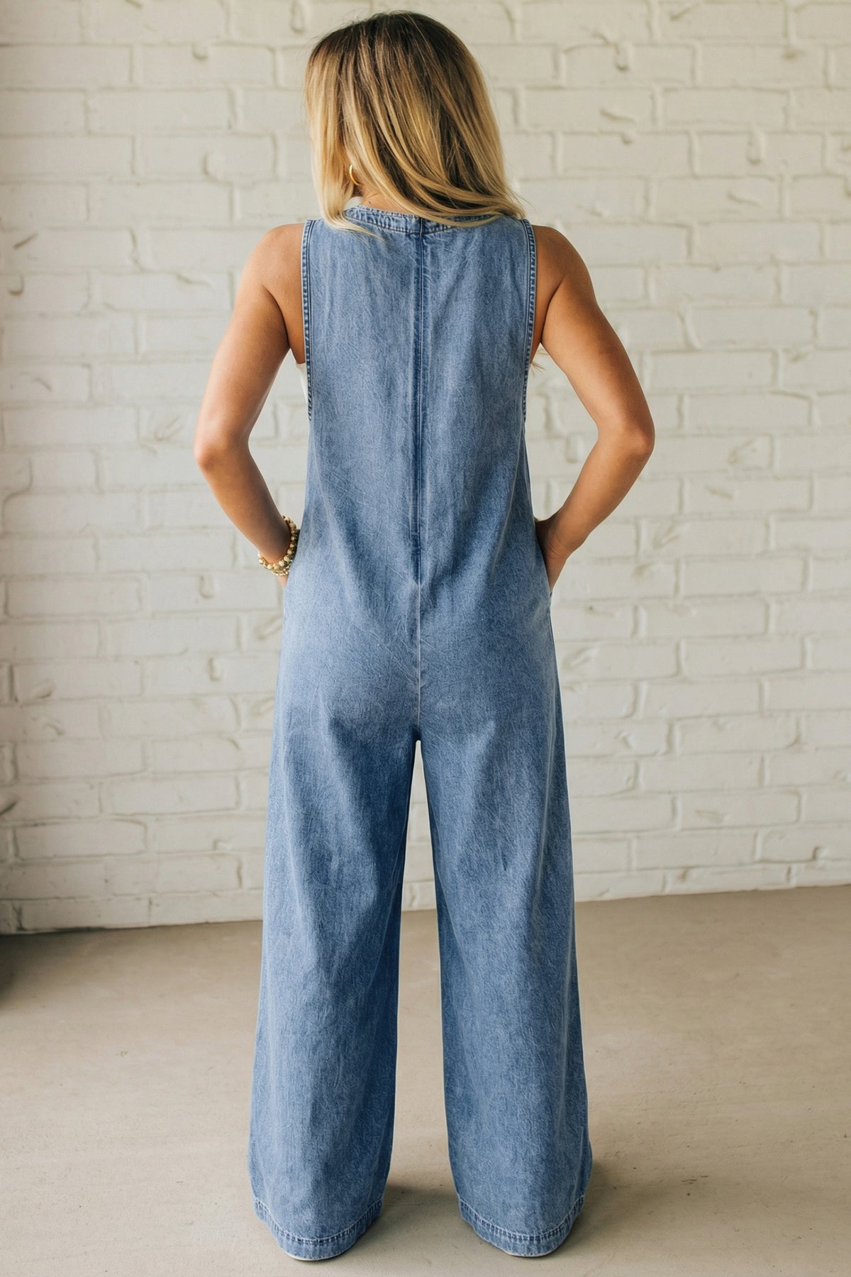 Wildflower Season Denim Wide Leg Jumpsuit