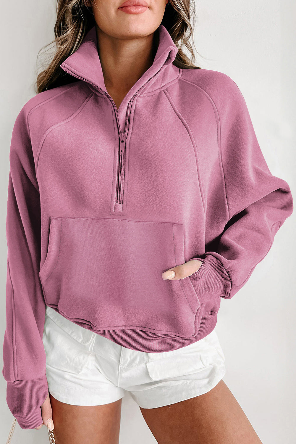 Active Era Rose Pink Collar Half Zip Up Pullover