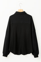 Back To Black Exposed Seam Pocket Loose Corduroy Shirt