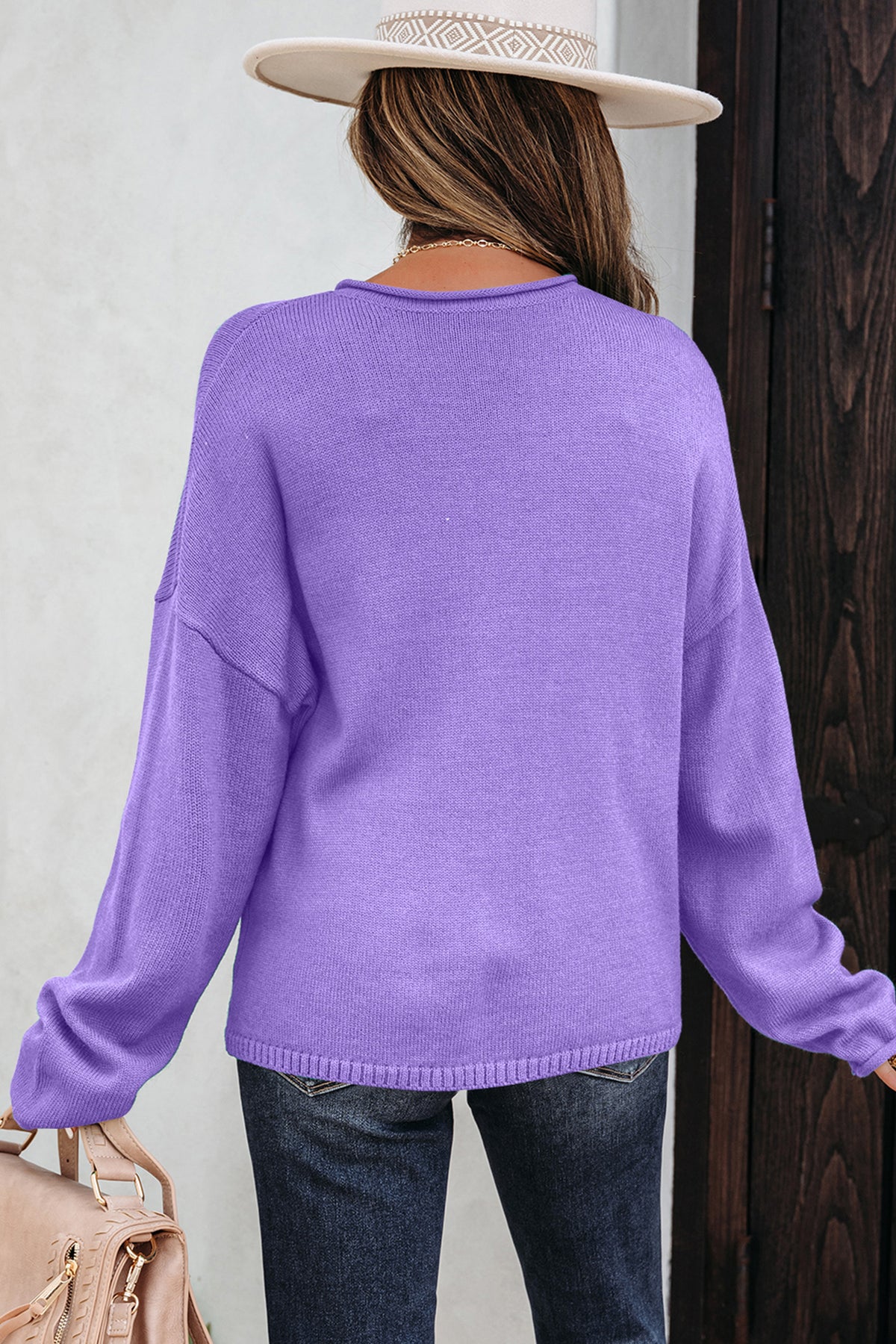 Sugarplum Purple Solid Color Knit Button Sweater Cardigan