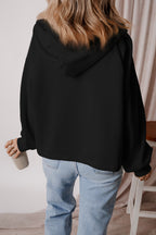 On The Go Black Oversized Half Zip up Hoodie
