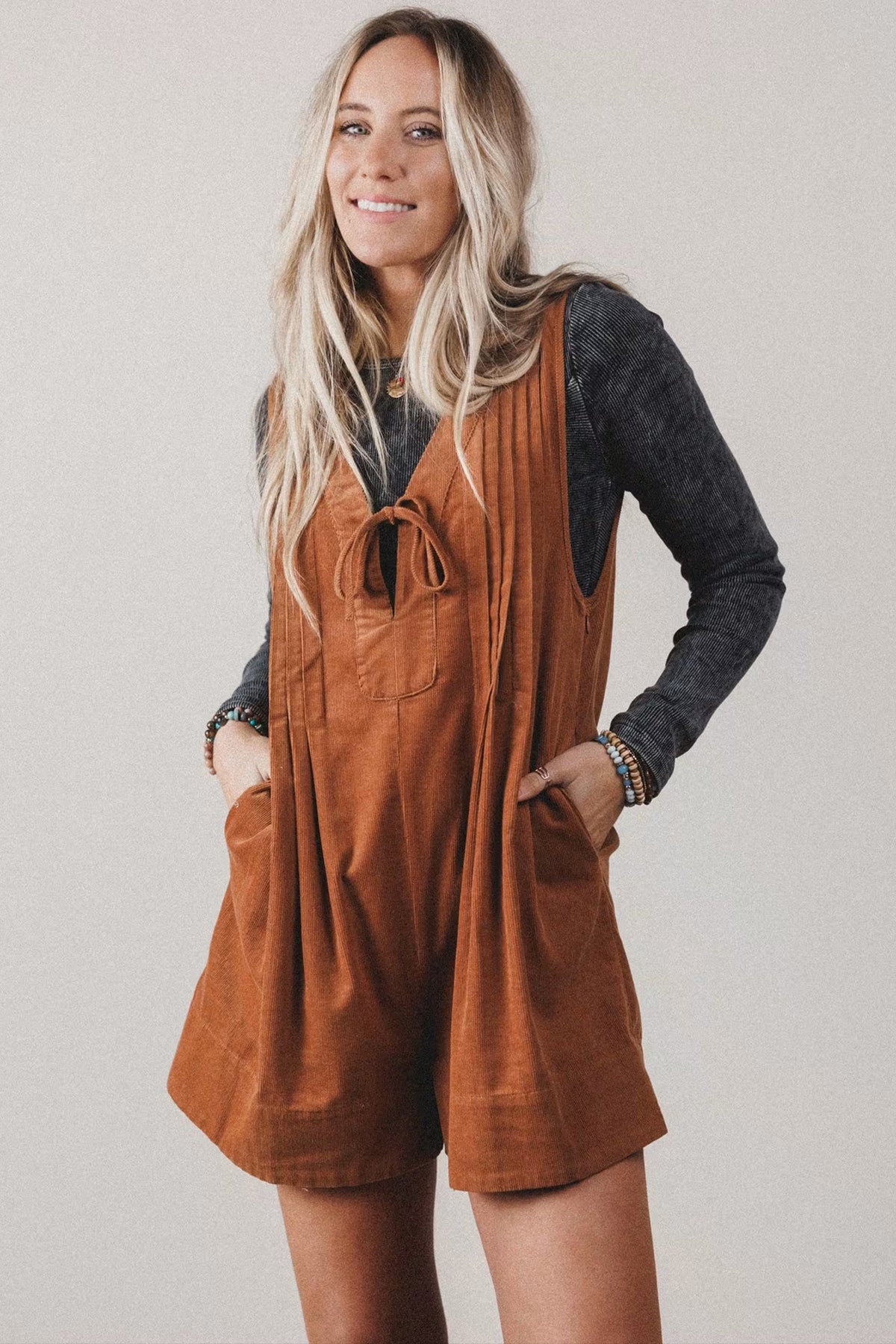 Fall For You Sleeveless Corduroy Romper