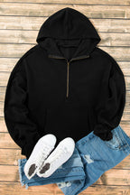 On The Go Black Oversized Half Zip up Hoodie