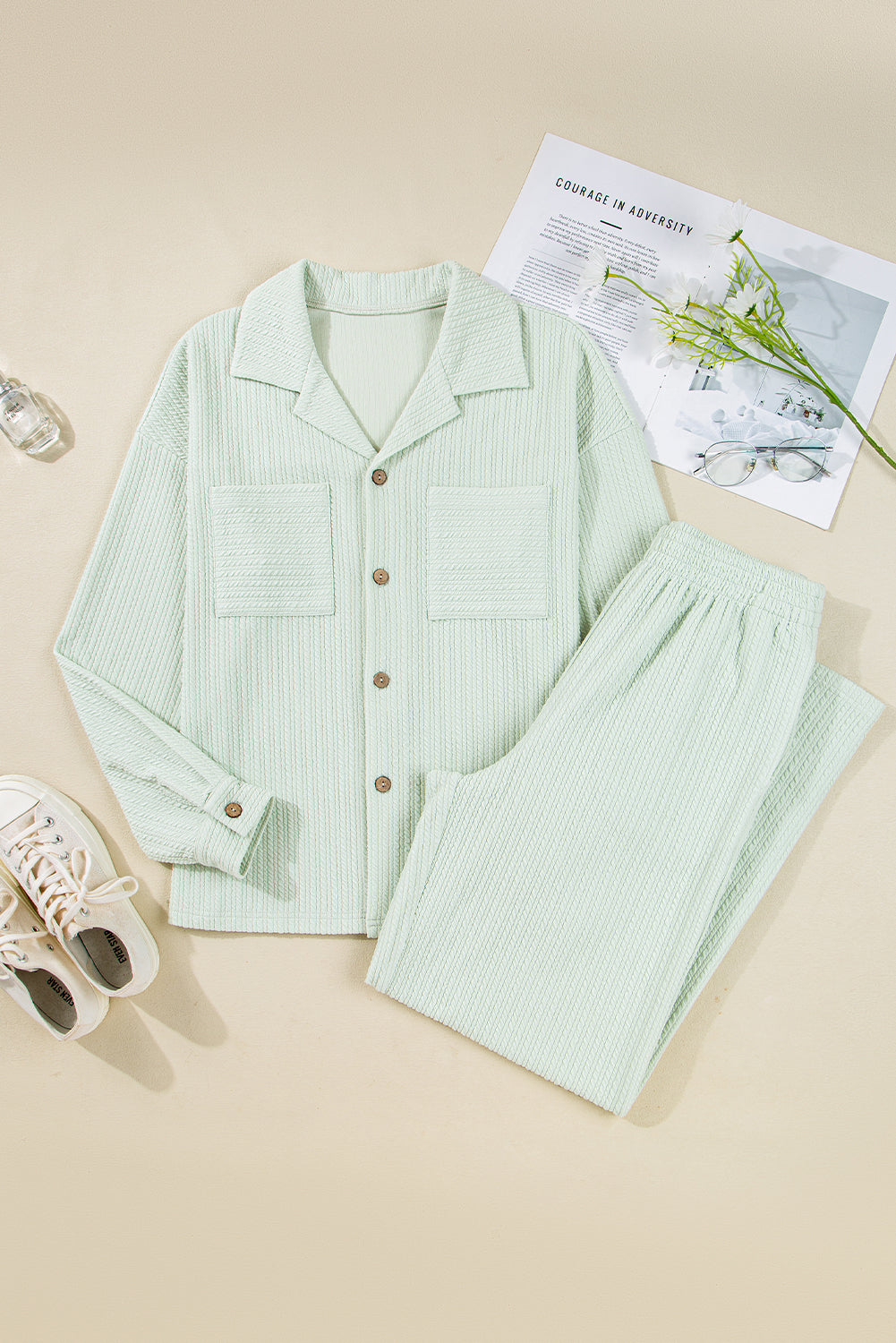 Daydreaming Pocketed Shirt and Pants Set