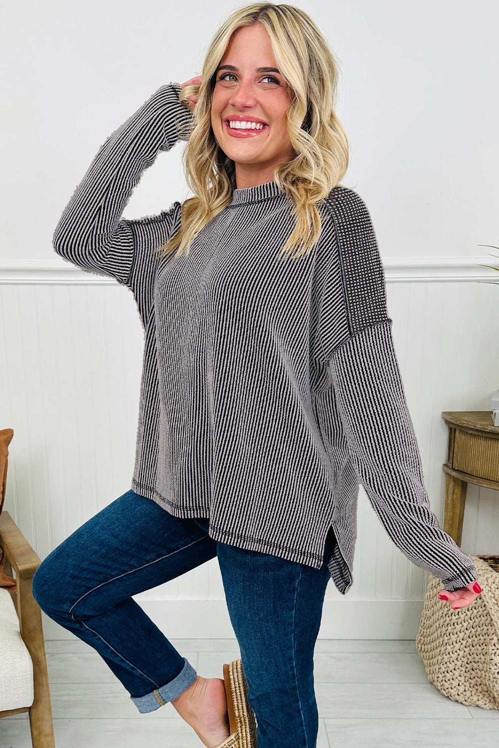 Under The Moon Long Sleeve Loose Top
