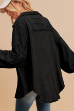 Back To Black Exposed Seam Pocket Loose Corduroy Shirt