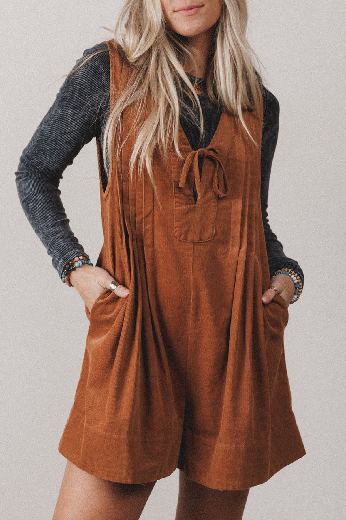 Fall For You Sleeveless Corduroy Romper