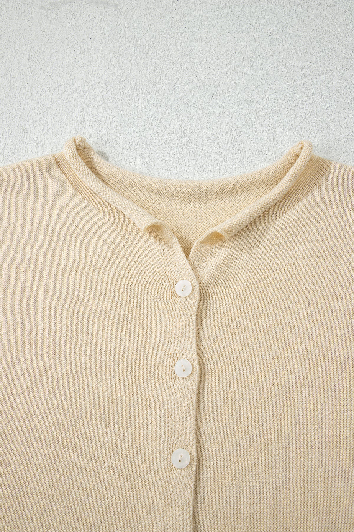 Limoncello Apricot Buttoned Front Rolled Hem Cap Sleeve Sweater Top