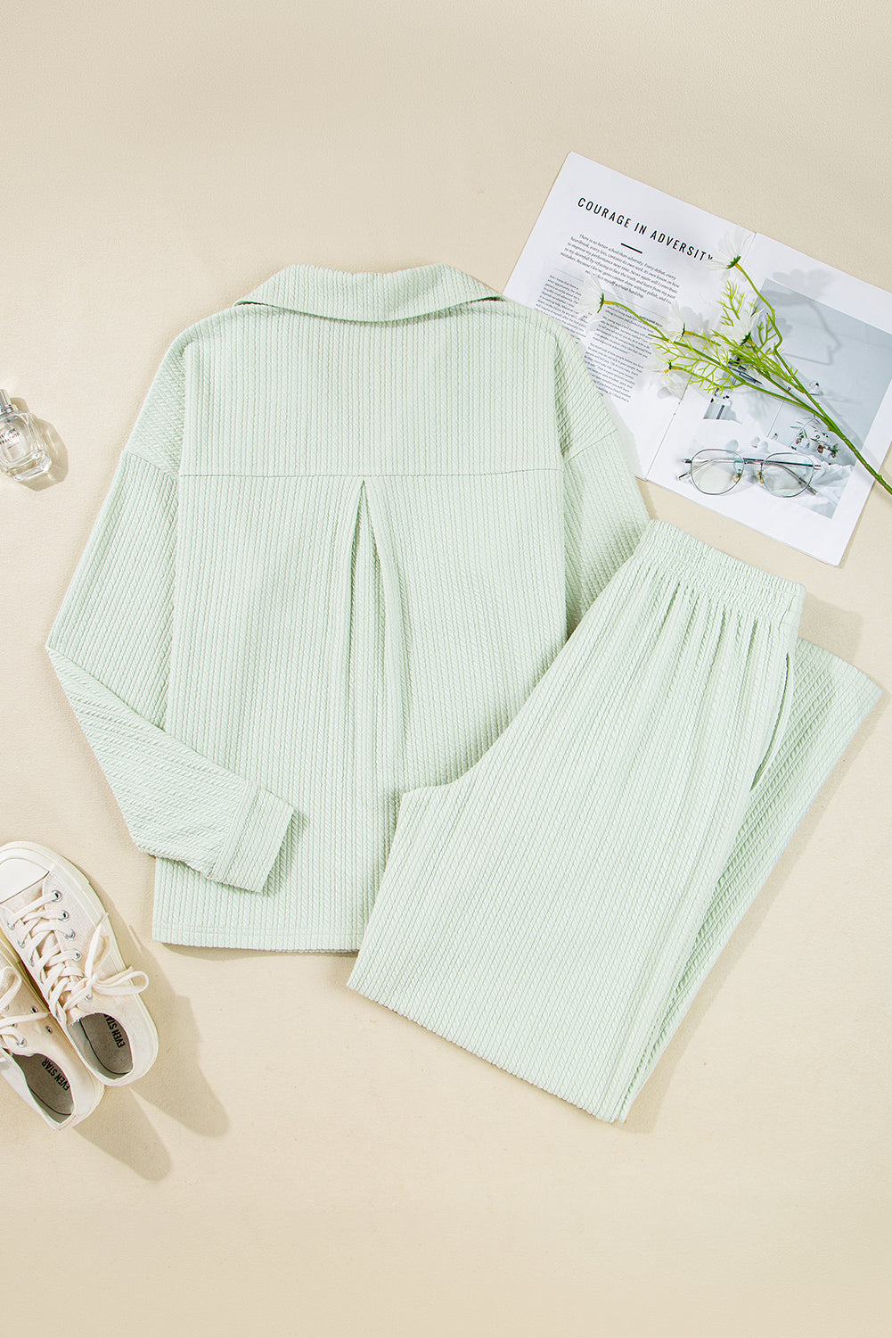 Daydreaming Pocketed Shirt and Pants Set