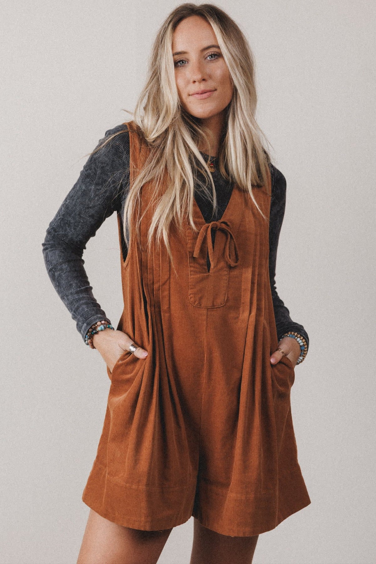 Fall For You Sleeveless Corduroy Romper